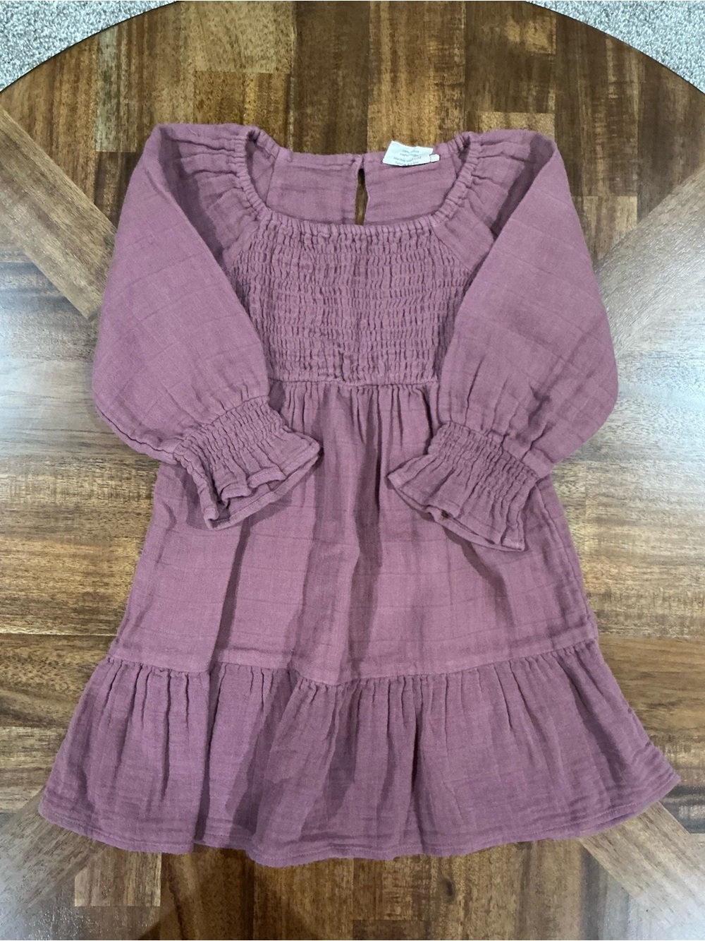 City Mouse Size 4Y Mauve Smocked Long-Sleeve Dress